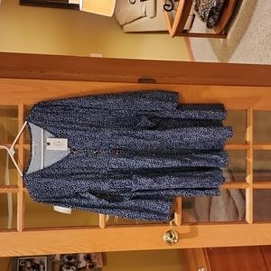 Blue and white ditsy patterned dress